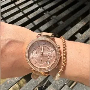 Michael Kors - Blush Acetate and Rose Gold Tone Parker Glitz Watch, 39mm Michael Kors Women main image 3